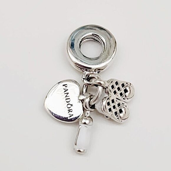 Pandora Baby Bottle and Shoe Dangle Charm with pouch - Picture 3 of 4